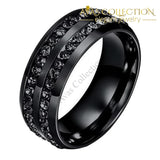Double Paved Trendy Band Rings