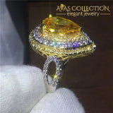 Beautiful Yellow Pear Cut Ring Rings