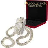 3 Pcs / 24 Iced Out Cuban Stone Chain/ Bracelet/ Watch Set Jewelry Sets