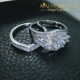 Three-Stone White Gold Filled Engagement Set Rings