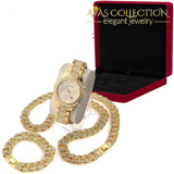 3 Pcs / 24 Iced Out Cuban Stone Chain/ Bracelet/ Watch Set Jewelry Sets