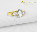 2 Ct Oval Cut 3 Stone Bridal Wedding Ring- 10Kt Yellow Gold Rings