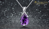 925 Sterling Silver Purple Drop Stone Pendant Necklace - Avas Collection