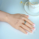 Double Paved Trendy Band Rings