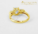2 Ct Oval Cut 3 Stone Bridal Wedding Ring- 10Kt Yellow Gold Rings