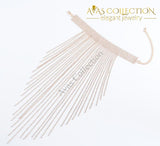 Multi Layer Tassel Rhinestone Choker Necklace in Silver - Avas Collection