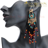 Multicolor Resin Seed Bead Dangle Earrings Stud