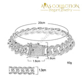 14Mm Iced Out Cuban Link Bracelet Chain & Bracelets