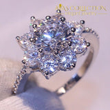 Sparkling Silver Flower Ring Rings