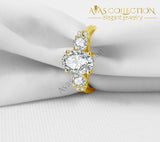 2 Ct Oval Cut 3 Stone Bridal Wedding Ring- 10Kt Yellow Gold Rings