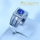 Blue Stone Wedding Band 1Ct Rings