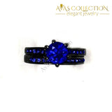 Round Cut Couples Set - 10Kt Black Gold Filled Rings