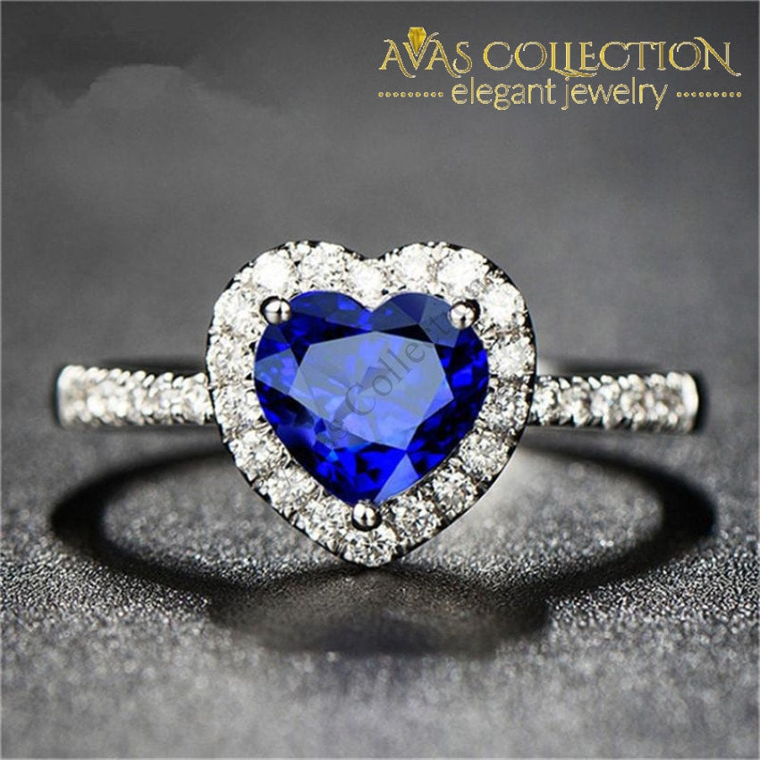 Metallic Heart Ring - Blue - Woman - Rings 