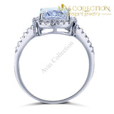 3 Carat Cushion Cut Solid 925 Sterling Silver Engagement Ring - Avas Collection