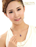 925 Sterling Silver Purple Drop Stone Pendant Necklace - Avas Collection