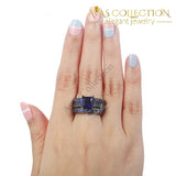 Couples Wedding Ring  Set/ Blue - Avas Collection