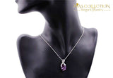 925 Sterling Silver Purple Drop Stone Pendant Necklace - Avas Collection