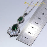 925 Sterling Silver Green Created Emerald Women 4PCS Jewelry Set - Avas Collection
