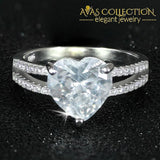 Solid 925 Sterling Silver Ring Finger Heart Shape Stone Ring - Avas Collection