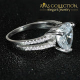 Solid 925 Sterling Silver Ring Finger Heart Shape Stone Ring - Avas Collection