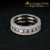 Solid 925 Sterling Silver Stackable Gold Black Eternity Ring Wedding Bands