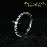 Solid 925 Sterling Silver Stackable Gold Black Eternity Ring Wedding Bands