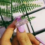 Rose Gold Silver Color Baguette Cut Wedding Band Ring Eternity Bands