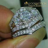 Three-Stone White Gold Filled Engagement Set Rings