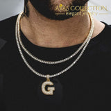 Bubble Initial Letter Necklaces & Pendant Charm 5Mm Tennis Chain