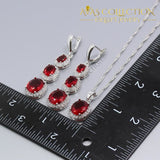 925 Silver Simulated Ruby 4PCS Wedding Jewelry Set - Avas Collection