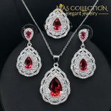 Dazzling Pear Drop 3 Piece Jewelry Set Blue / 7 Sets