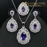 Dazzling Pear Drop 3 Piece Jewelry Set Blue / 7 Sets