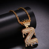 Custom Crown Bail Drip Bubble Initial Letters Chain Necklaces & Pendant