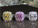Luxury Jewelry 925 Silver Fill Princess Cut Multi Color Engagement Rings