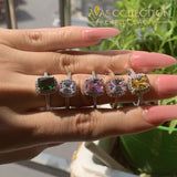 Sparkling Fashion Cushion Shape Multi Color Ring Rings