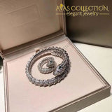Open Bangle Green Eyes Snake Set 3 Color/ Rose Gold/ Yellow & White Gold Color Bangles