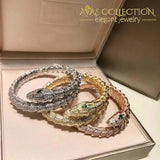 Open Bangle Green Eyes Snake Set 3 Color/ Rose Gold/ Yellow & White Gold Color Gold / 56-58Mm