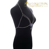 Fashion Gold/silver Color Body Chain Blue Rhinestone Bralette Jewelry