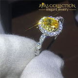 Yellow Oval Ring 10k White Gold Filled - Avas Collection
