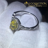 Yellow Oval Ring 10k White Gold Filled - Avas Collection