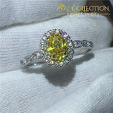 Yellow Oval Ring 10k White Gold Filled - Avas Collection