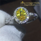 Yellow Oval Ring 10k White Gold Filled - Avas Collection