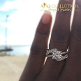 Round Rose Gold Sliver Color Engagement Ring Wedding Bands