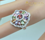 Created Multi Gems Silver Color Jewelry Set - Avas Collection