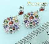 Created Multi Gems Silver Color Jewelry Set - Avas Collection