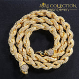 Hip Hop Full Iced Out 8Mm 22Inch Rope Chain Necklace Twisted Necklaces