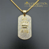 King Crown Pendant Necklace Iced Out With 3Mm Box Chain N1396 Necklaces