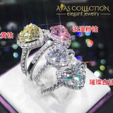 New 2019 Sparkling Cute Luxury Heart Shape Ring Multi Colors Rings
