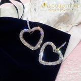 Big Heart Hoop Earrings Luxury Gold Silver Color Rhinestone