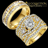 His and Hers Couple Rings Mens Stainless Steel Womens Infinity Princess Cut Yellow Gold/ White Gold Color - Avas Collection